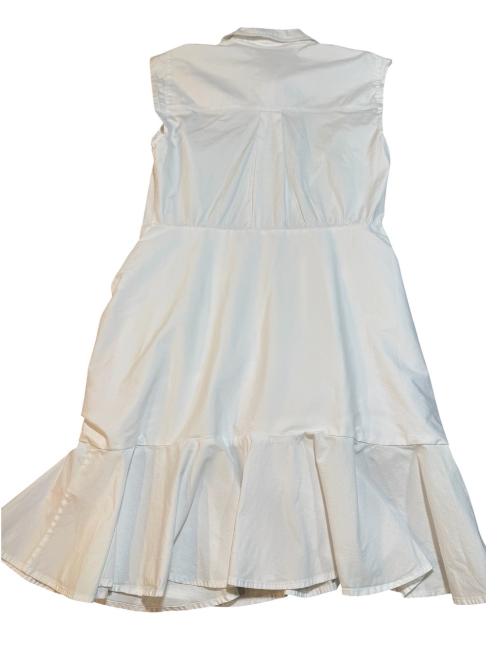 Veronica Beard Ruched Shirt Dress with Ruffle Hem, Off White - Picture 10 of 11